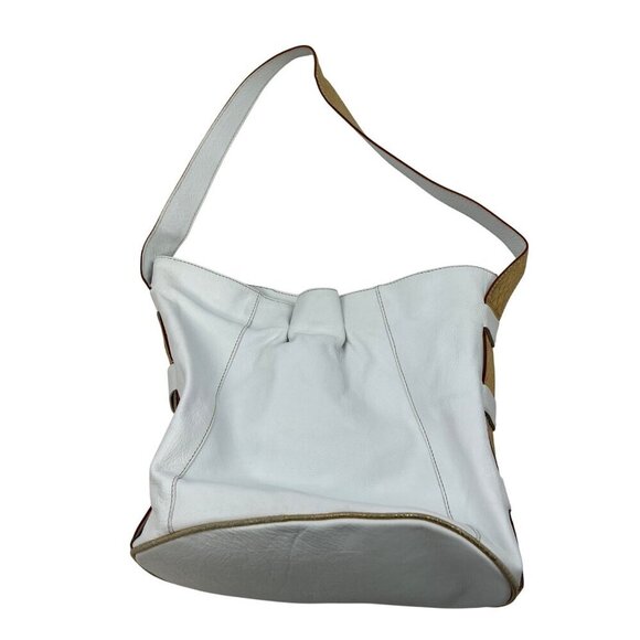 Pulicati Handbags - Pulicati Italia Genuine Leather Shoulder Bag White/Gold